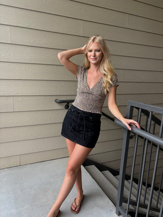 Black Denim Mini Skirt
