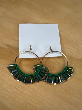 Emerald Green and Gold Earrings