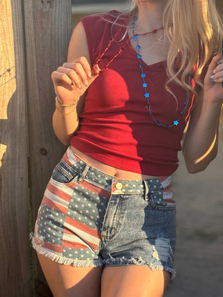 Patriotic Denim Shorts