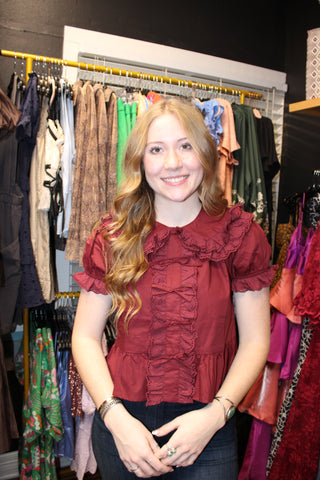 Maroon Eyelet Top