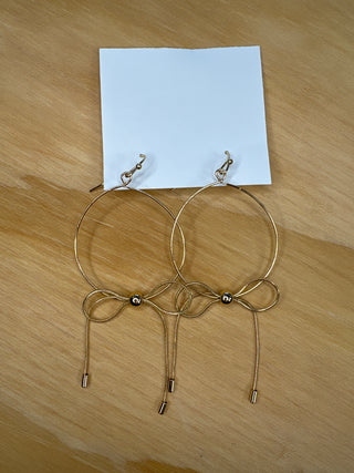 Gold Bow Hoop Earrings