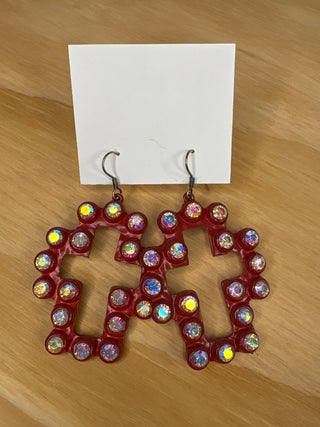 Rhinestone Red Cross Earrings