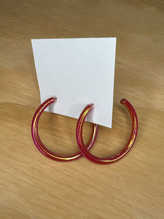 Iridescent Red Hoops