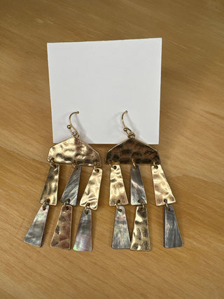 Geometric Gold and Shell Earrings