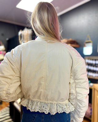 Lace Trim Bomber Jacket