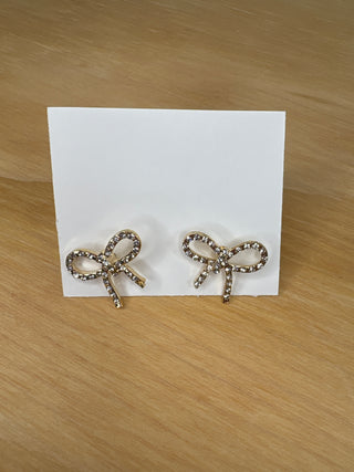 Rhinestone Bow Stud Earrings