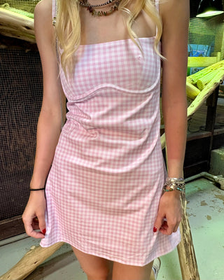 Pink Gingham Sweetheart Dress