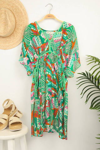 Multi Color Printed Coverup Mini Dress
