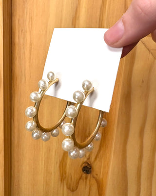 Pearl Gold Hoop Earrings