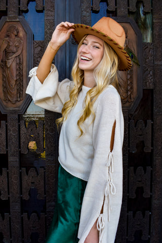 Tie Sleeve Sweater Top