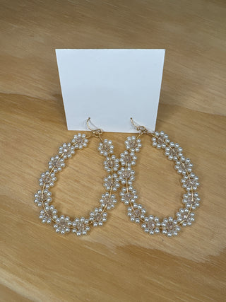 Pearl Flower Hoop Earrings