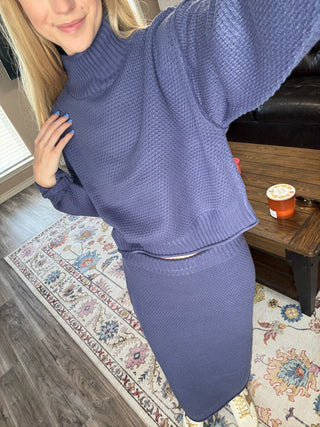 Dusty Indigo Sweater Skirt Set