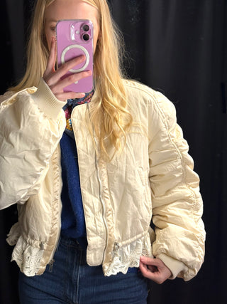 Lace Trim Bomber Jacket