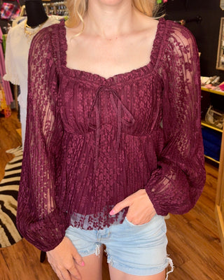 Maroon Pleated Top