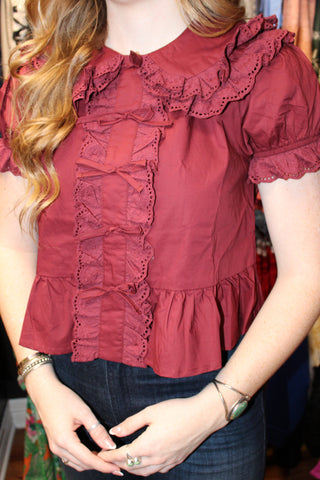 Maroon Eyelet Top