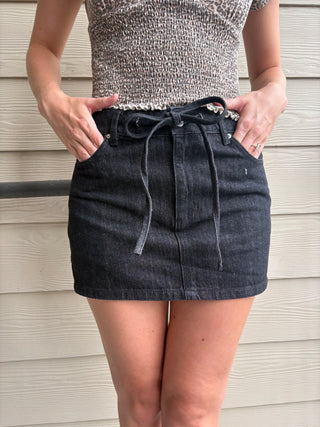 Black Denim Mini Skirt