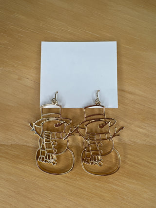 Gold Snowman Earrings