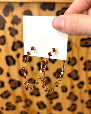 Red Rhinestone Hoops