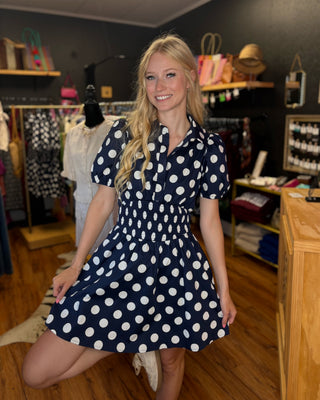 Navy and White Polka Dot Dress – Love, Elvy Navy and White Polka Dot Dress – Love, Elvy
