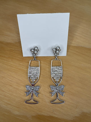 New Years Champagne Glass Earrings