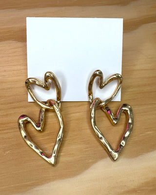 Hammered Gold Heart Earrings