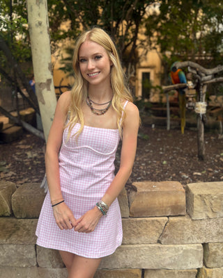 Pink Gingham Sweetheart Dress