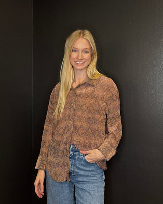 Snakeskin Button Up Blouse