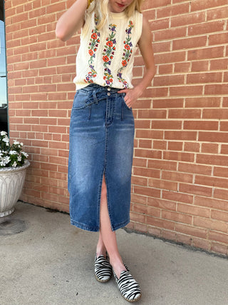 Denim Midi Skirt