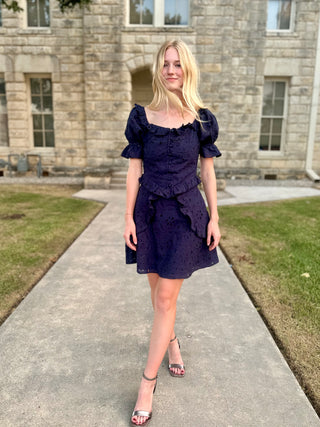 Navy Eyelet Dress